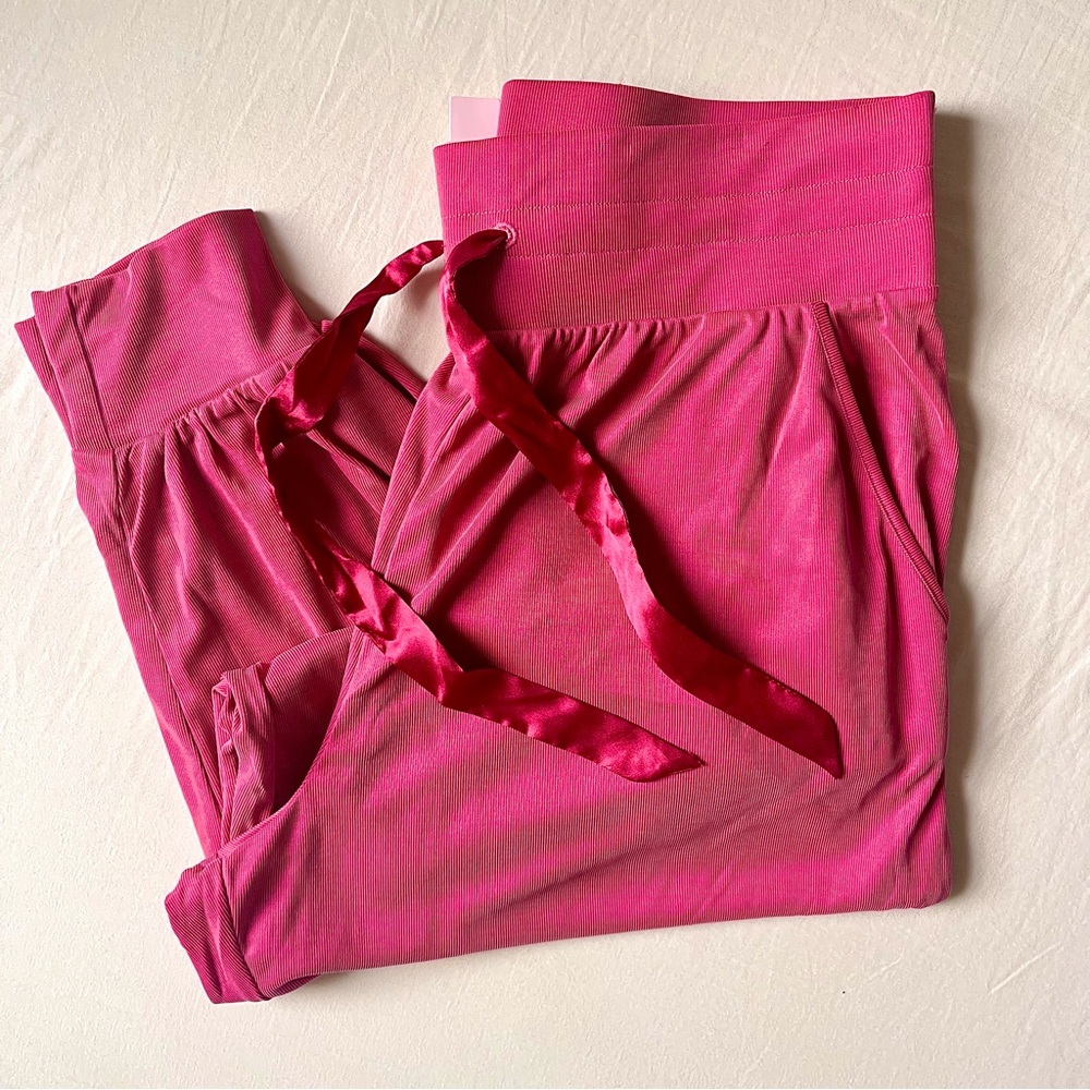 NEW Victorias Secret Ribbed Lounge Pants Soft Casual Rose Pink Large